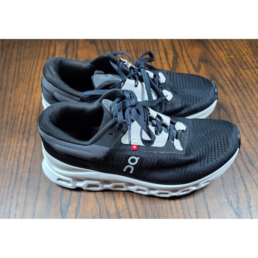 On Cloudstratus 3 Womens Running Shoes Black White 3WD30121197 Size 7